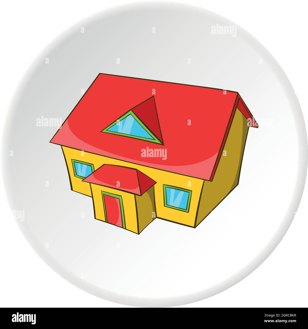 Großes Haus mit Dachgeschoss-Ikone, Cartoon-Stil Stock Vektor