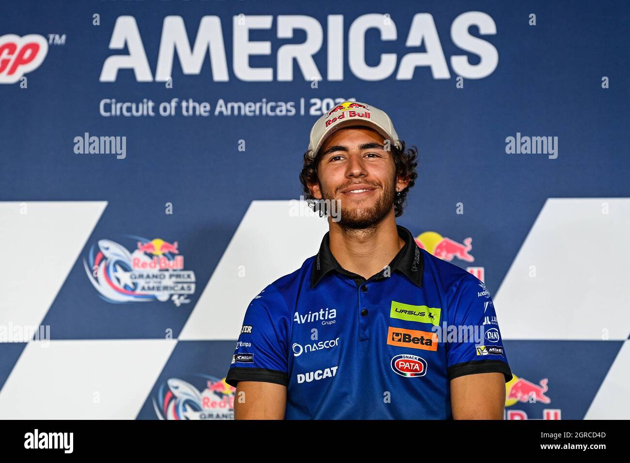 Austin, USA. September 2021. Pressekonferenz zum MotoGP Red Bull Grand Prix of the Americas auf dem Circuit of the Americas Blvd, Austin, Texas, 30. September 2021 in Bild: Bastianini Rueda de prensa del Gran Premio Red Bull Grand Prix de las Americas en el Circuito de las Americas Blvd, Austin, Texas, 30 de Septiembre de 2021 POOL/ MotoGP.com/Cordon die Pressebilder sind nur für die redaktionelle Verwendung bestimmt. Obligatorischer Kredit: © motogp.com Kredit: CORDON PRESS/Alamy Live News Stockfoto