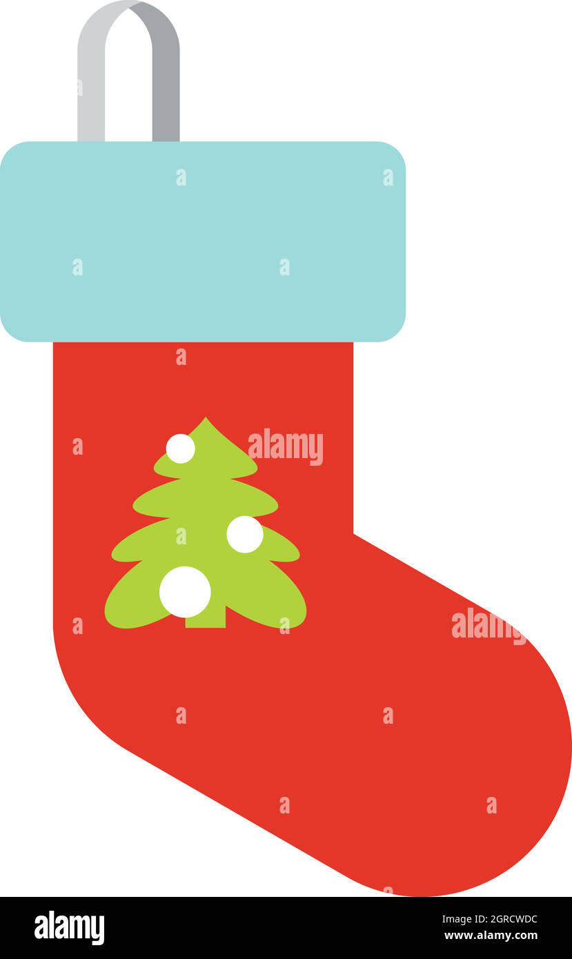 Weihnachten-Socke-Symbol, flachen Stil Stock Vektor
