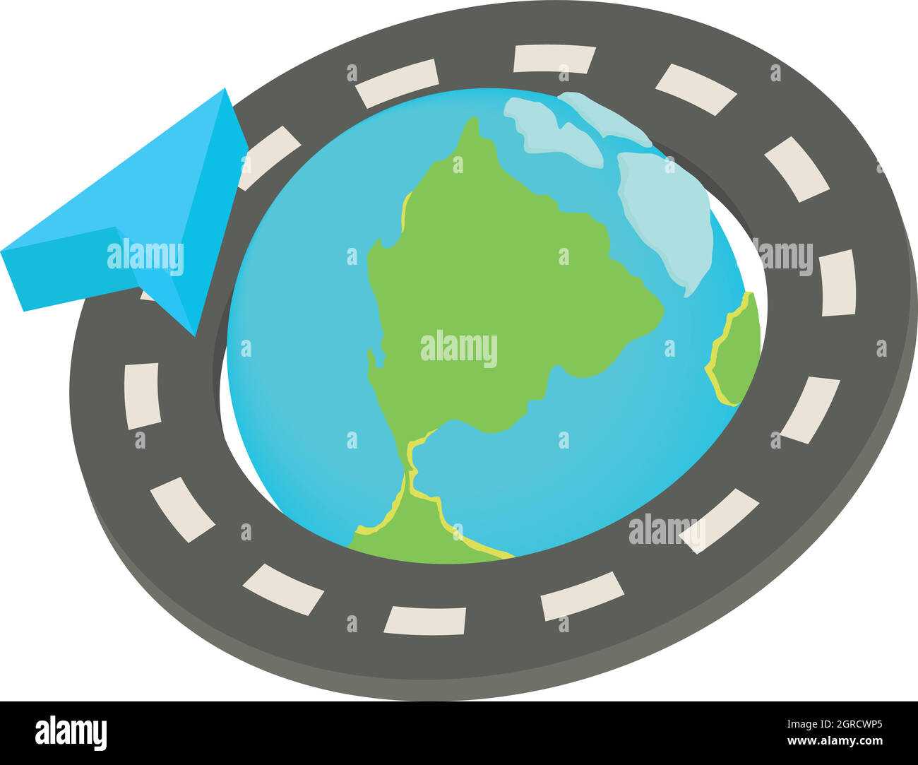 Rund um die Welt Straße Reise-Ikone cartoon-Stil Stock Vektor