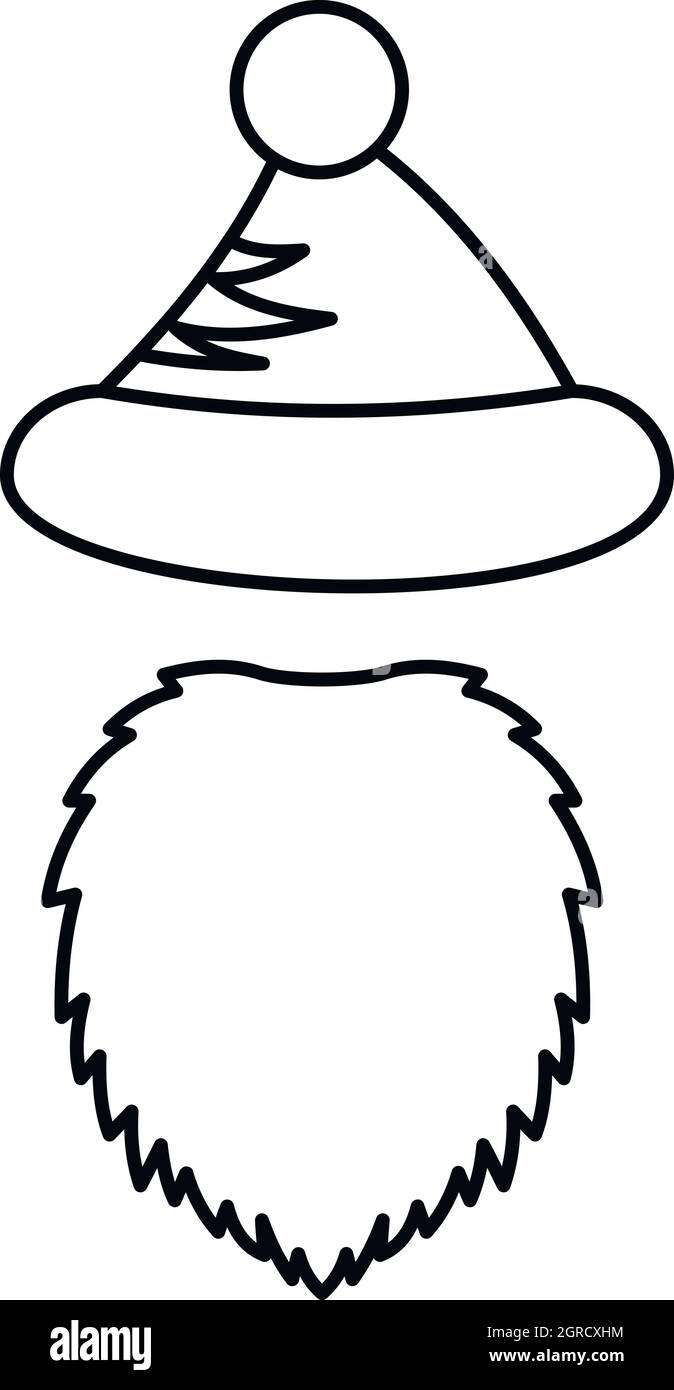 Weihnachtshut mit Pompon und langem Bart Stock Vektor