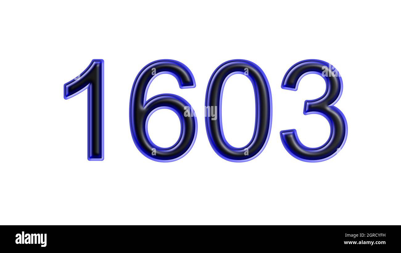 Blauer 1603-number-3d-Effekt weißer Hintergrund Stockfoto