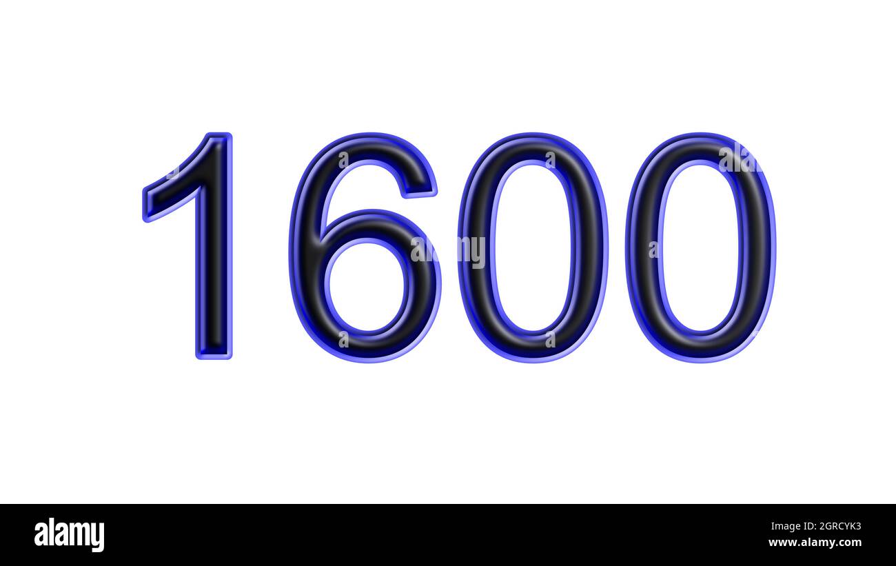 Blauer 1600-number-3d-Effekt weißer Hintergrund Stockfoto