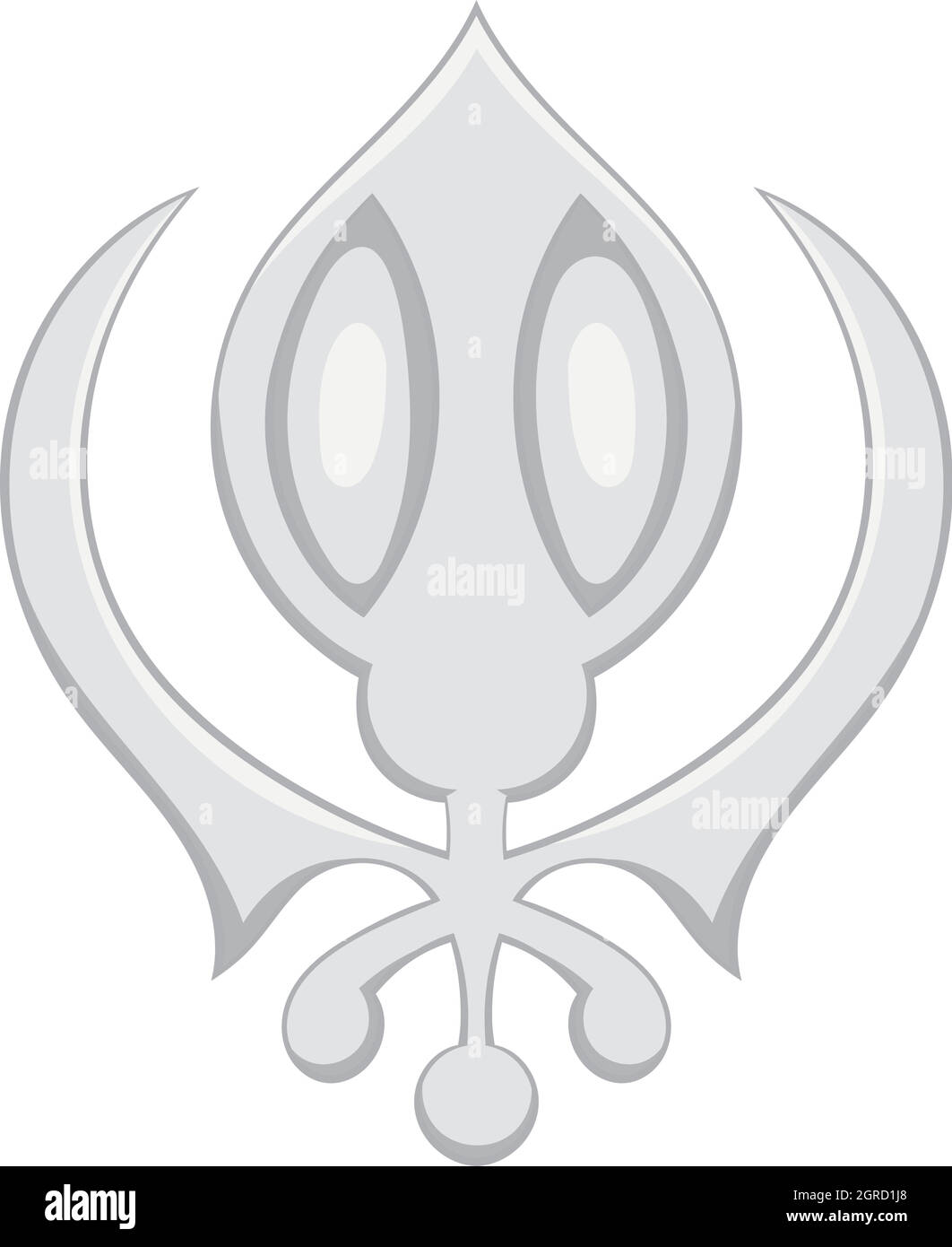 Melden Sie Sikhismus Symbol, schwarz Stil Monochrom Stock Vektor
