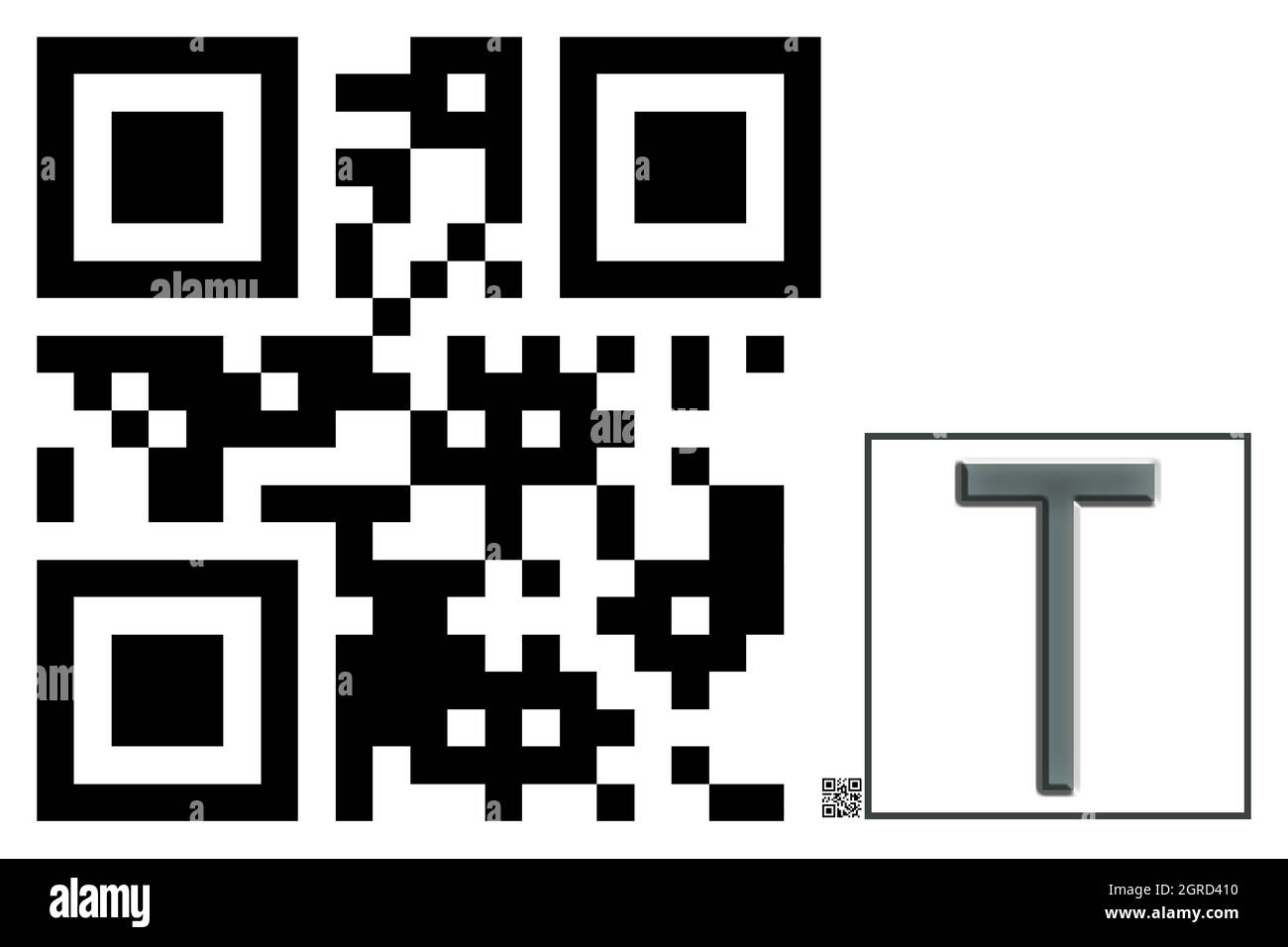 Monogramm des Großbuchstaben T , QR-Code Stockfoto