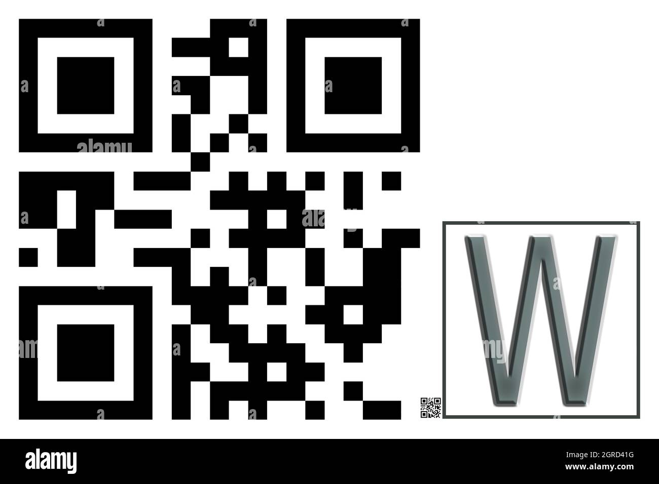 Monogramm des Großbuchstaben W , QR-Code Stockfoto