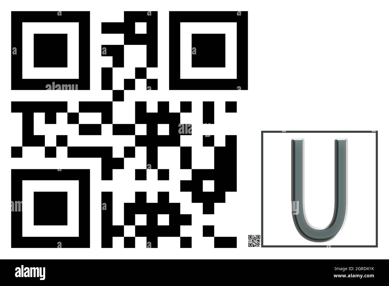 Monogramm des Großbuchstaben U , QR-Code Stockfoto