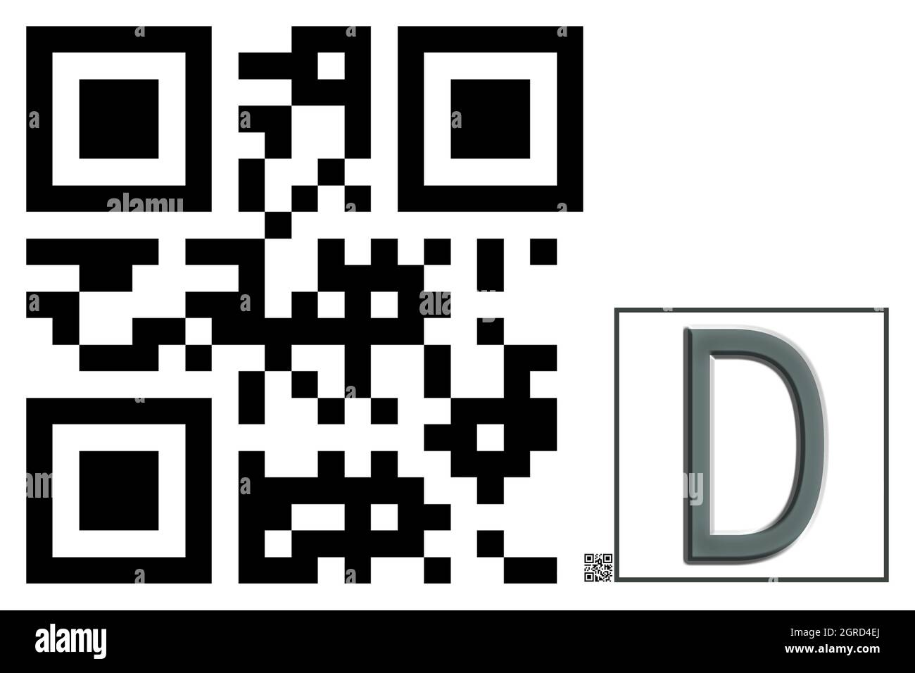 Monogramm des Großbuchstaben D , QR-Code Stockfoto