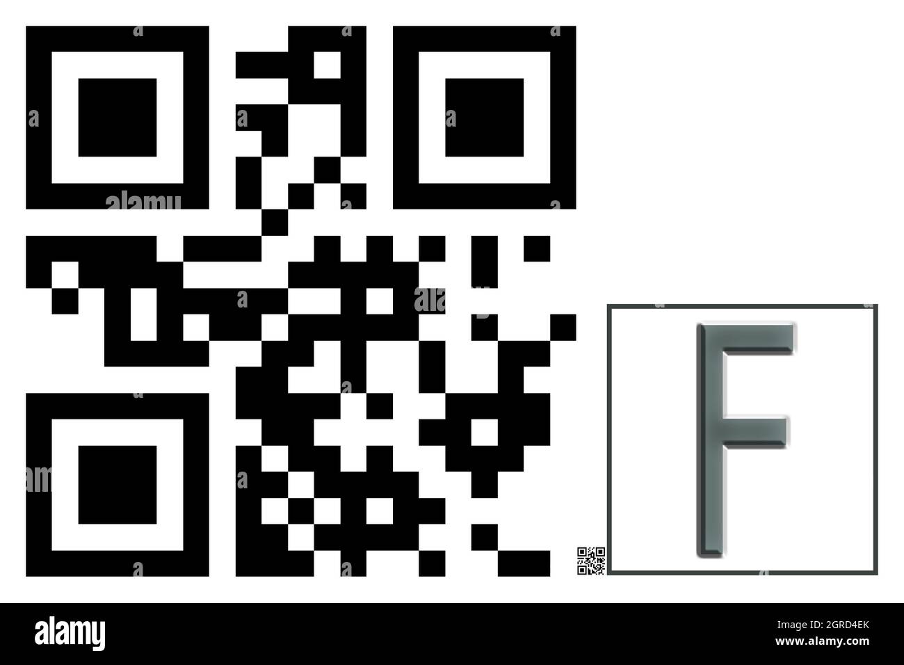 Monogramm des Großbuchstaben F , QR-Code Stockfoto