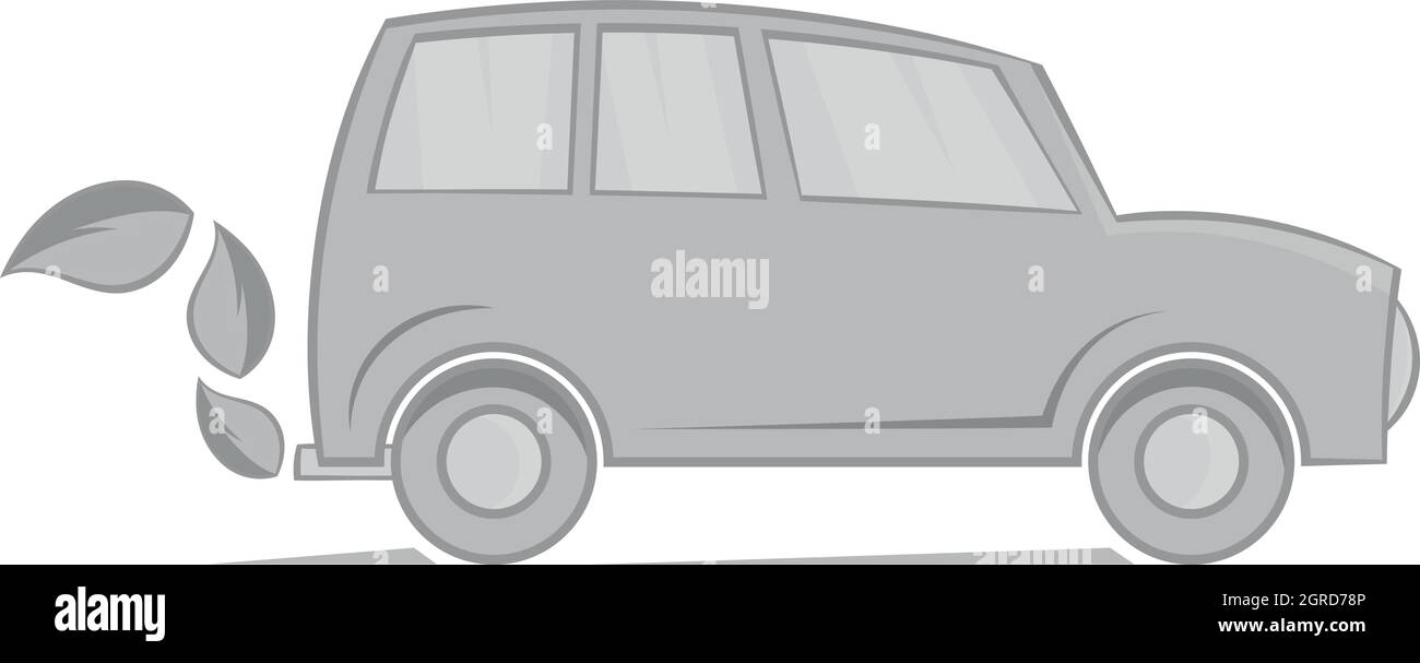 Öko Auto-Symbol, schwarz monochrome Stil Stock Vektor