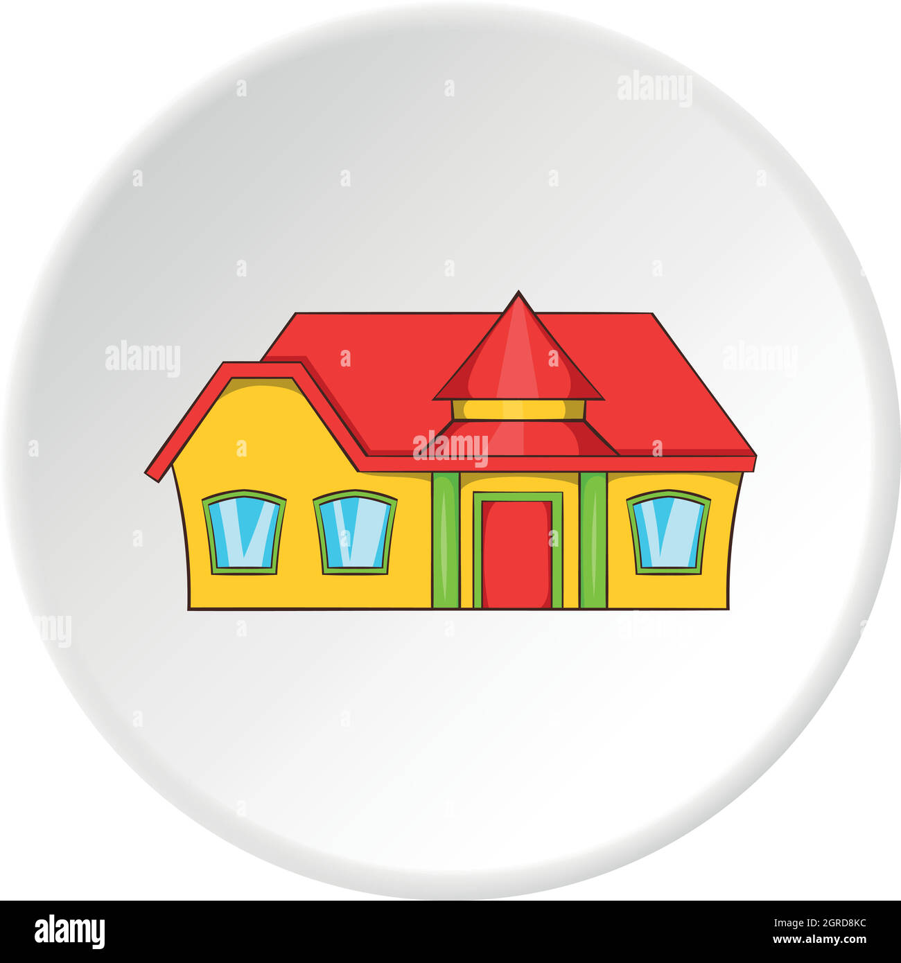 Große einstöckige Haus Ikone, Cartoon-Stil Stock Vektor