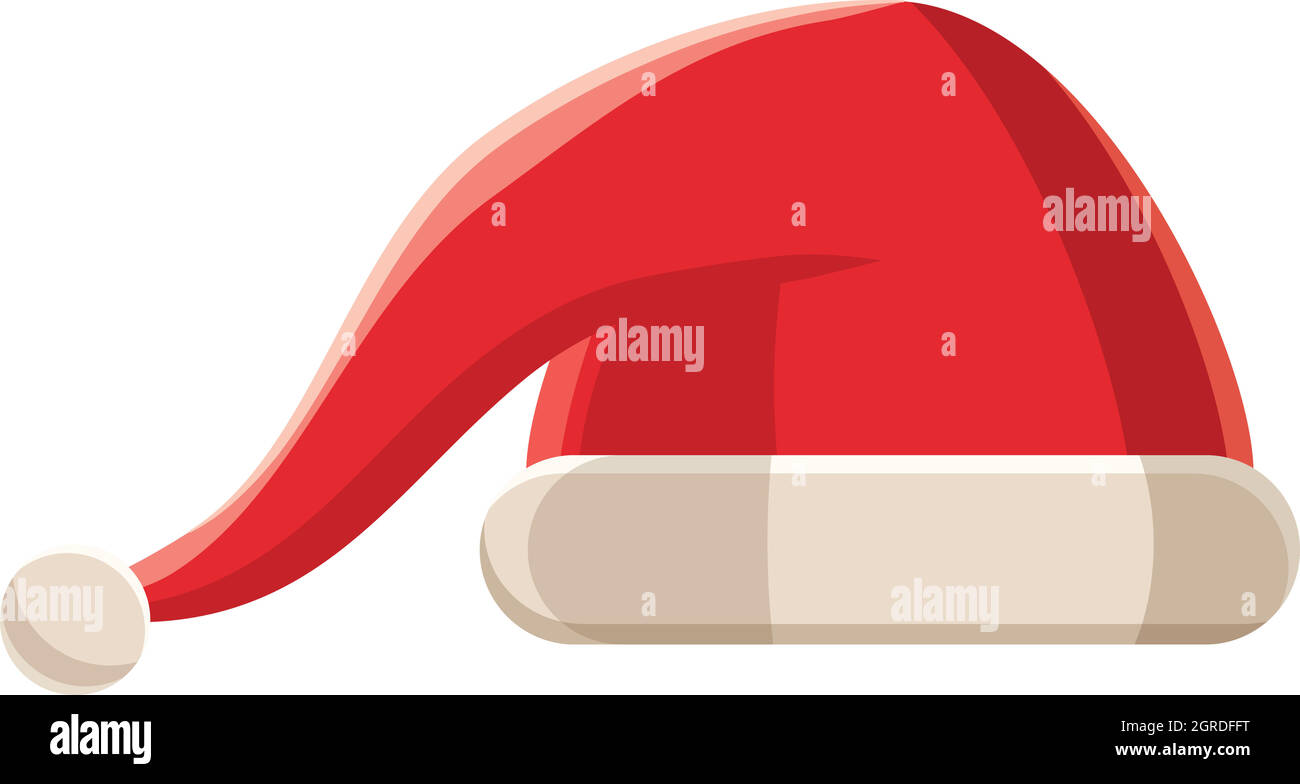 Rote weihnachten Weihnachtsmann Hut Ikone, Cartoon-Stil Stock Vektor