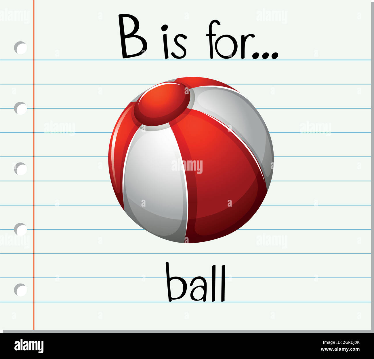 Der Buchstabe B der Flashcard ist für den Ball Stock Vektor