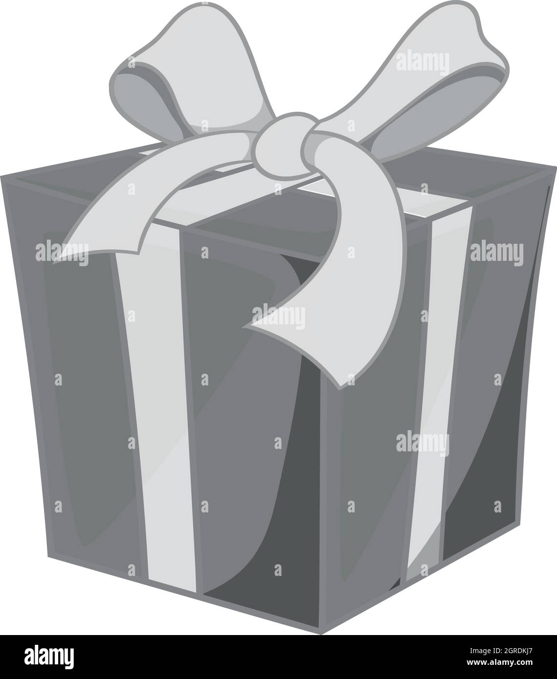 Weihnachts-Box mit Bogen-Symbol, monochromen Stil Stock Vektor