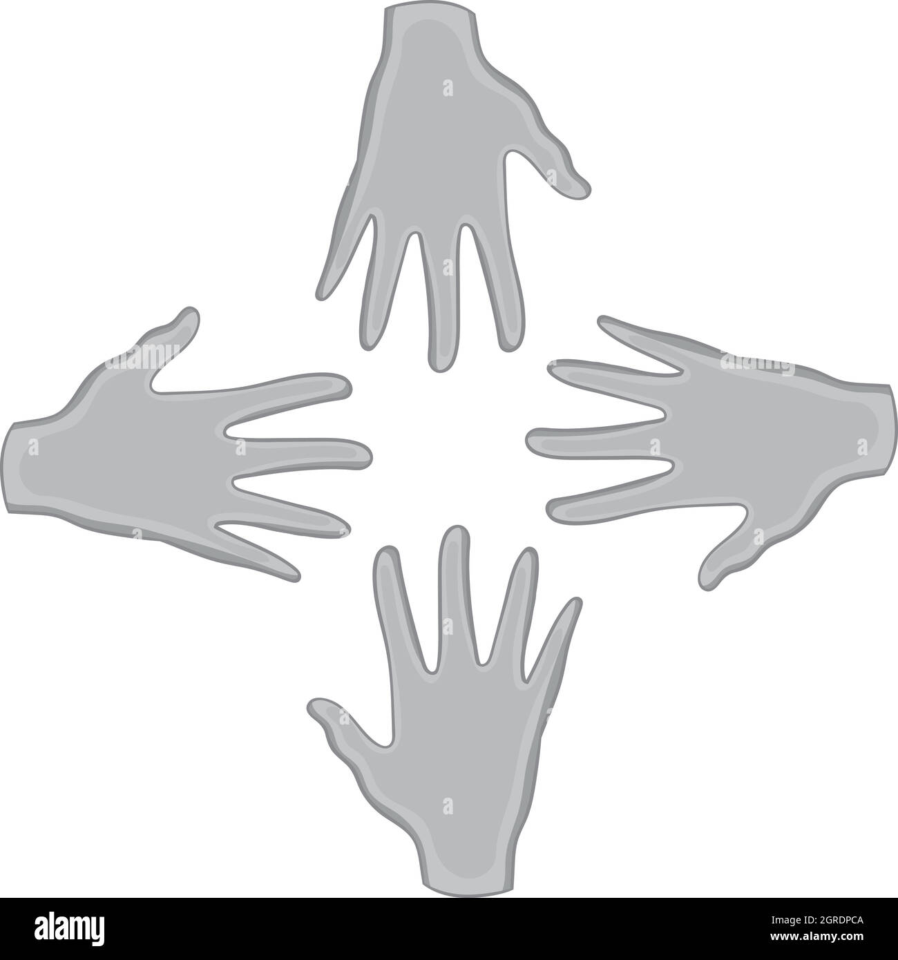 Helfende Hände Symbol, schwarz Stil Monochrom Stock Vektor