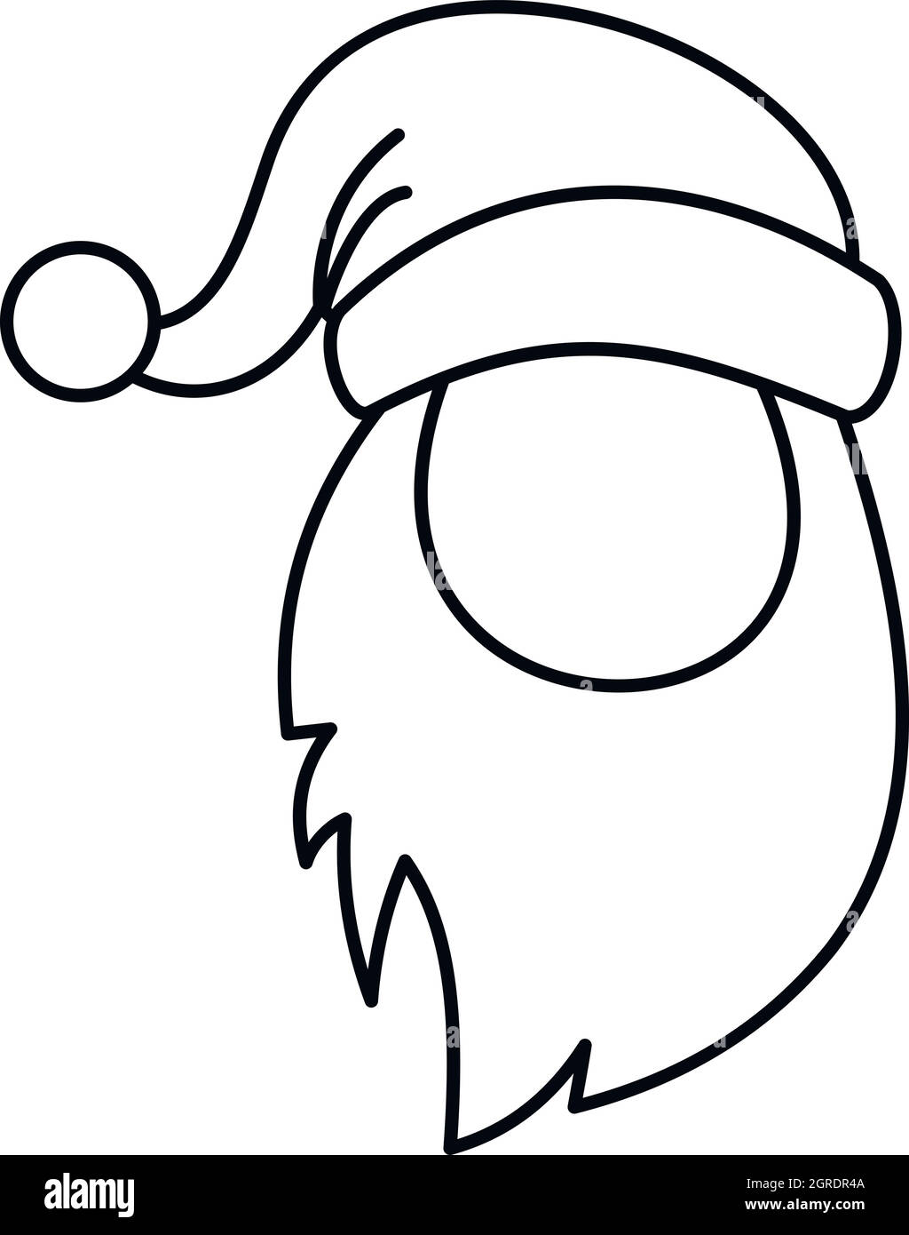 Weihnachtshut und langer weißer Bart des Weihnachtsmannes Stock Vektor