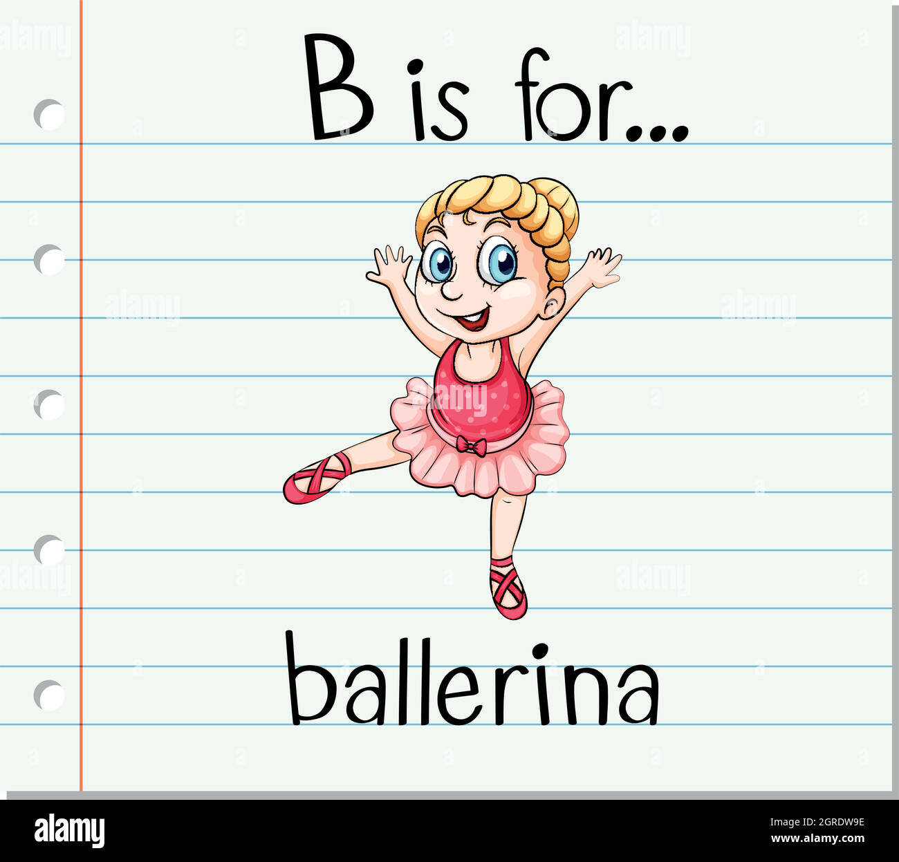 Der Buchstabe B der Flashcard ist für Ballerina Stock Vektor