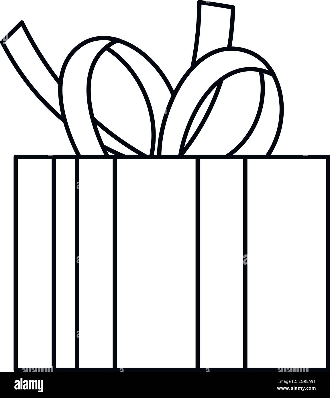 Weihnachts-Box mit Bogen-Symbol, Umriss-Stil Stock Vektor