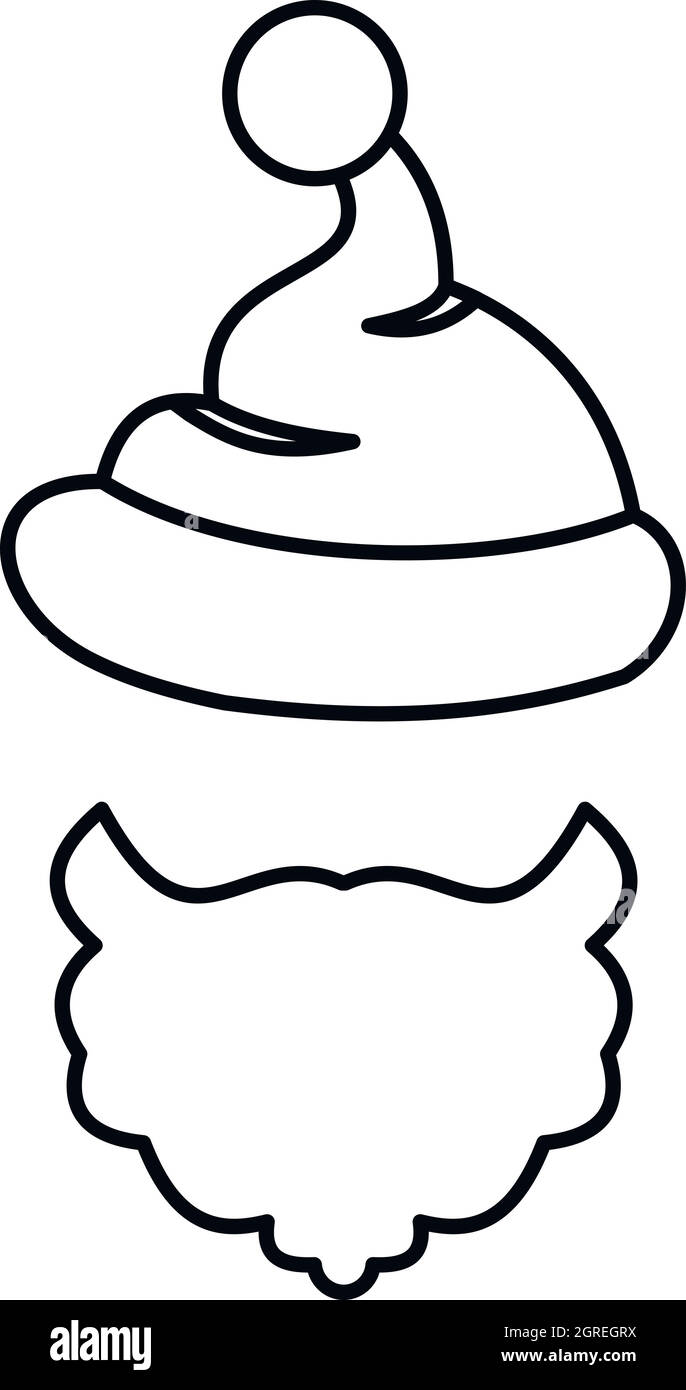 Weihnachtshut mit Pompon und Bart Stock Vektor