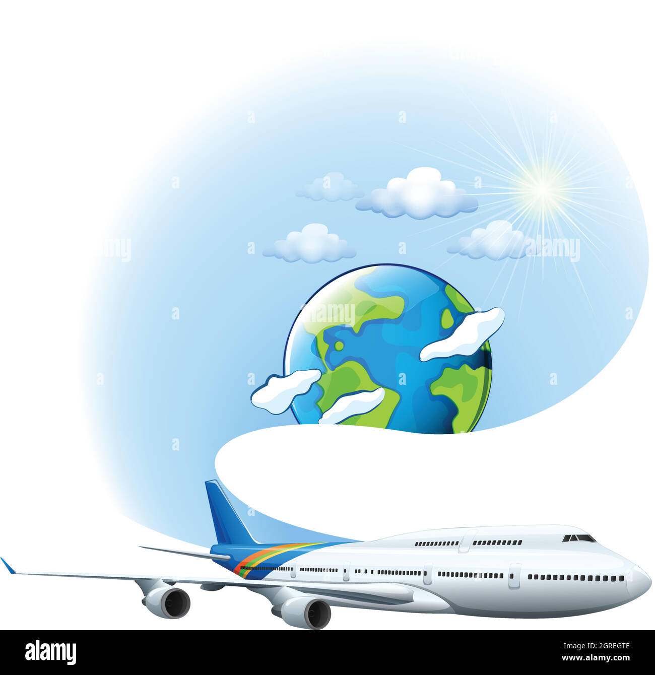 Ein Flugzeug und ein Globus Stock Vektor