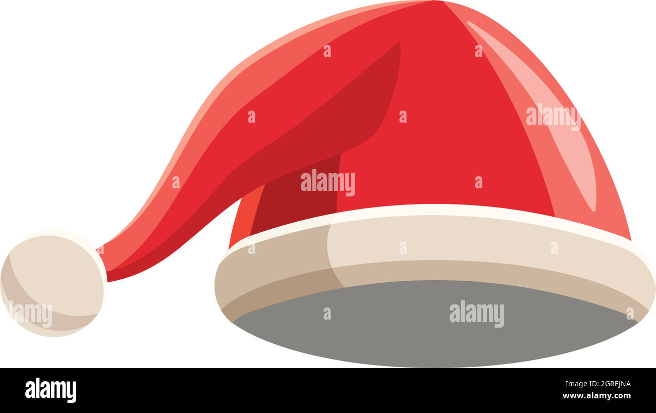 Weihnachtlicher roter Hut mit Pompon-Ikone, Cartoon-Stil Stock Vektor