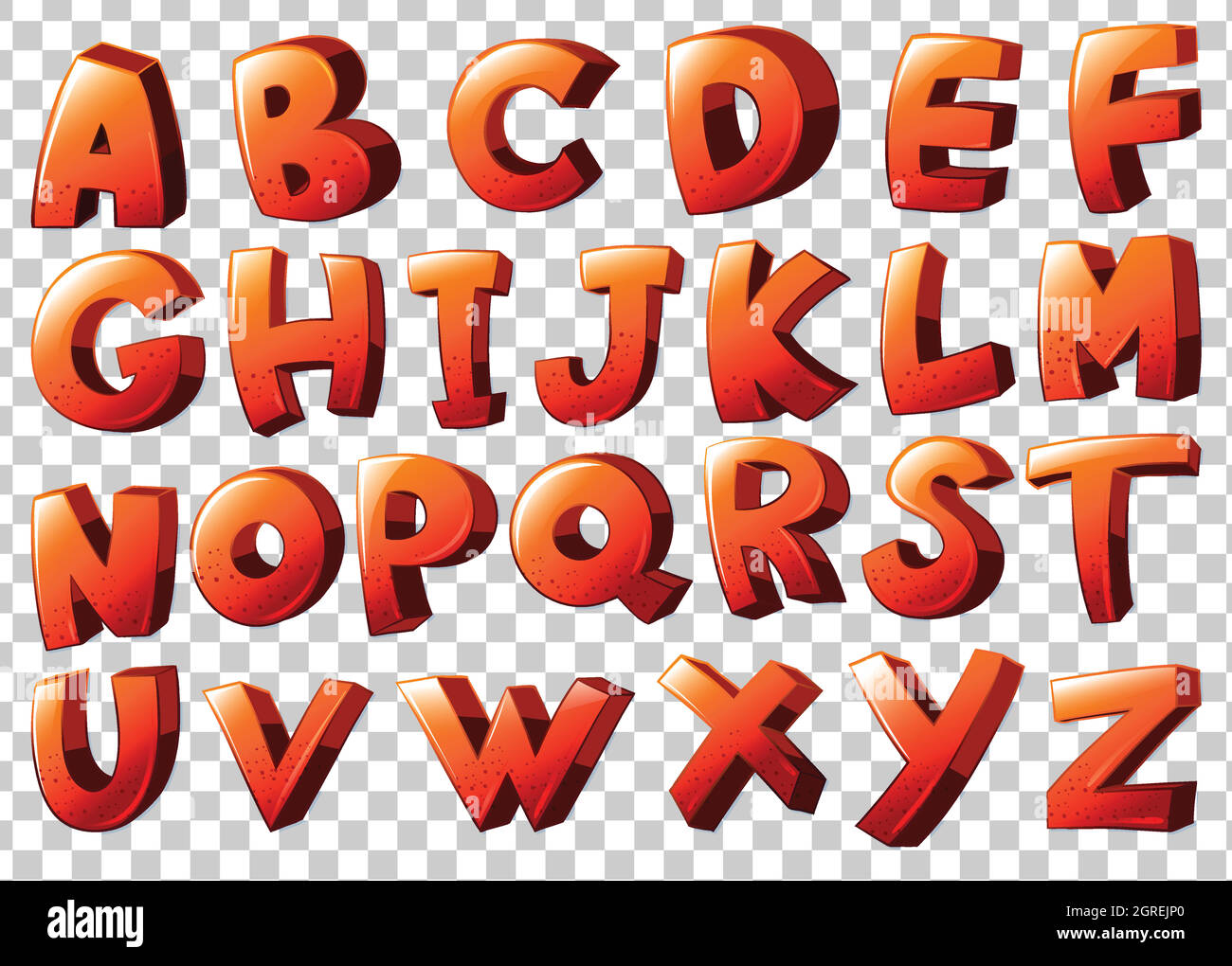 Alphabet Kunstwerk in orange Farbe Stock Vektor