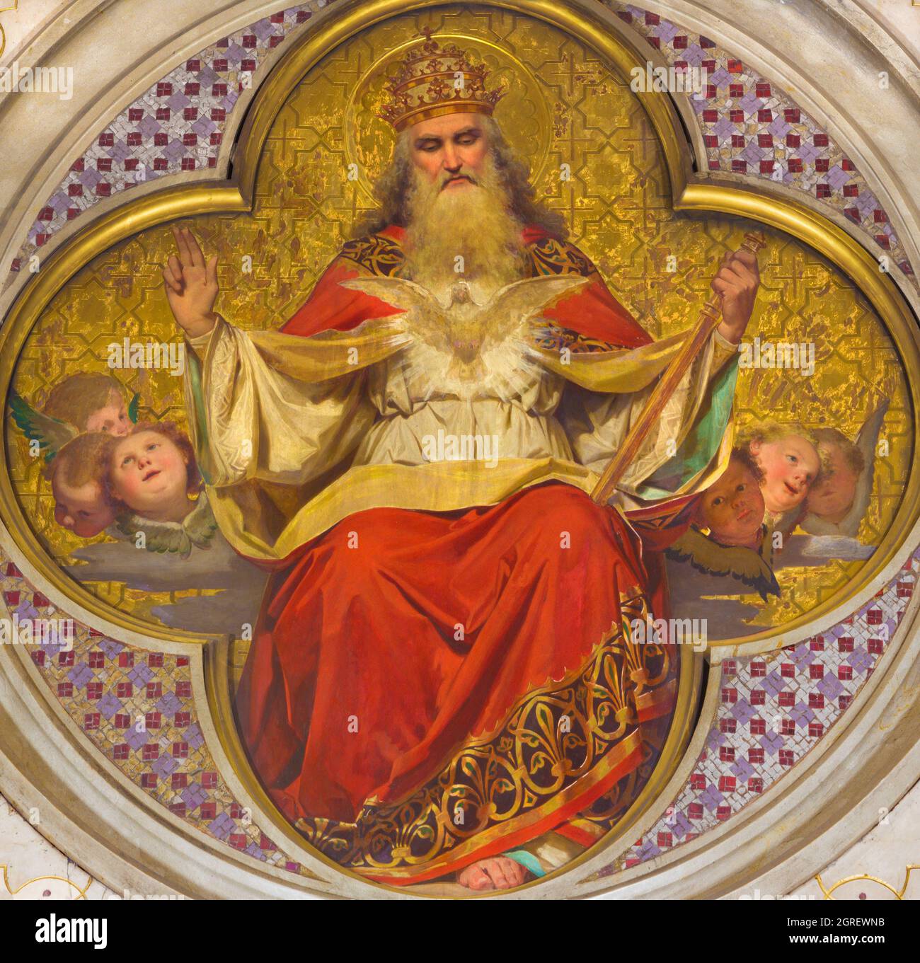 TURIN, Italien - 15. März 2017: Das Fresko von Gott dem Vater in der Kirche Chiesa di San Dalmazzo von Enrico Reffo (1831 – 1917). Stockfoto