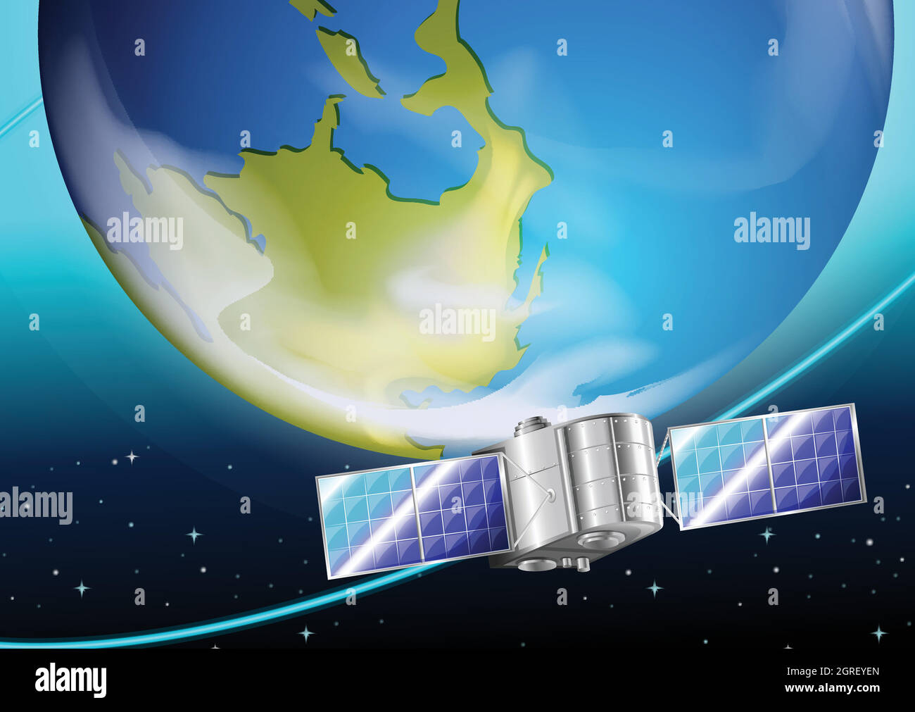 Ein Satellit in der Nähe des Planeten Stock Vektor