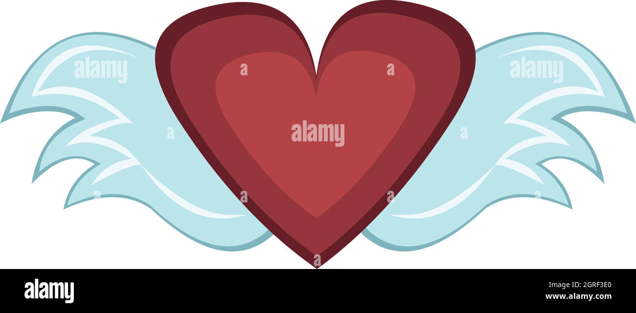 Vektor-Emoticon-Illustration eines geflügelten Herzens Stock Vektor