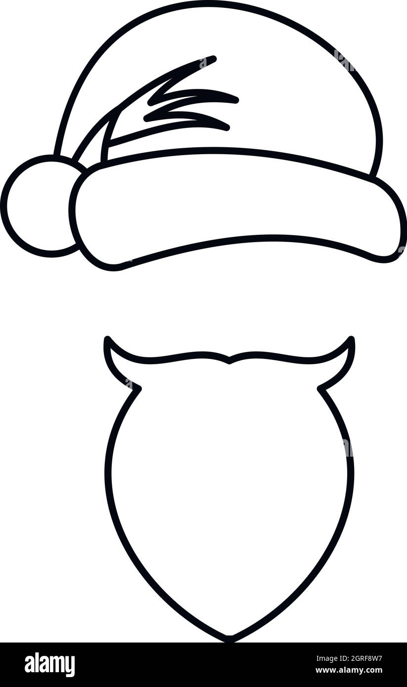 Weihnachtshut und Bart mit Schnurrbart Stock Vektor