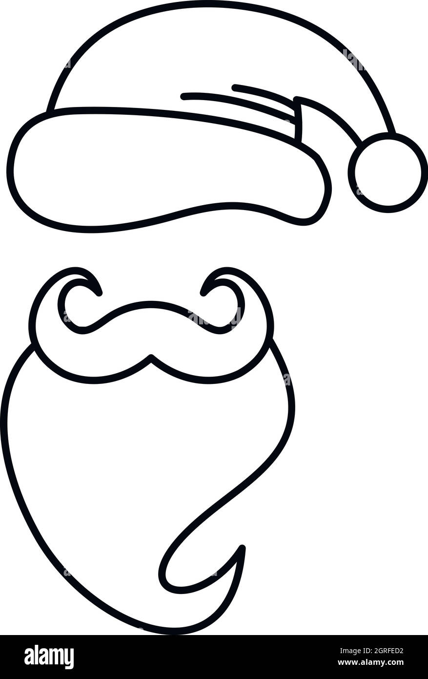 Weihnachtshut und Bart des Weihnachtsmannes Symbol Stock Vektor