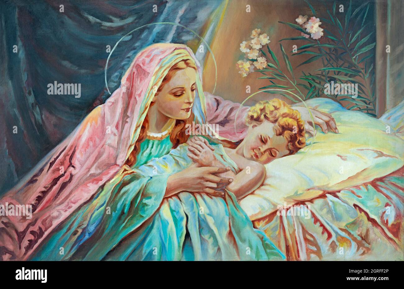 BERNOLAKOVO, SLOWAKEI, 29. DEZEMBER 2016: Das Gemälde der Madonna mit dem Jesuskind von einem unbekannten Künstler aus dem 20. Jh. Stockfoto