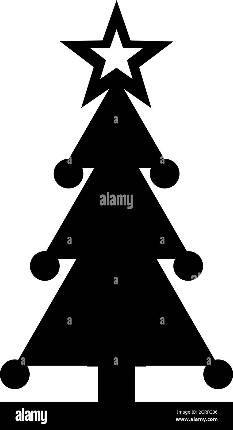 Weihnachtsbaum mit Spielzeug-Symbol, einfachen Stil Stock Vektor