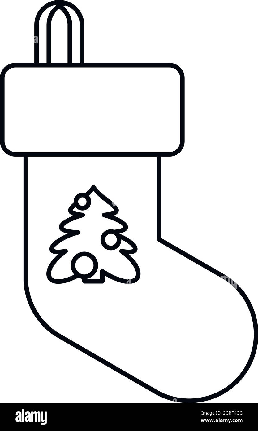 Weihnachten-Socke-Symbol, Umriss-Stil Stock Vektor