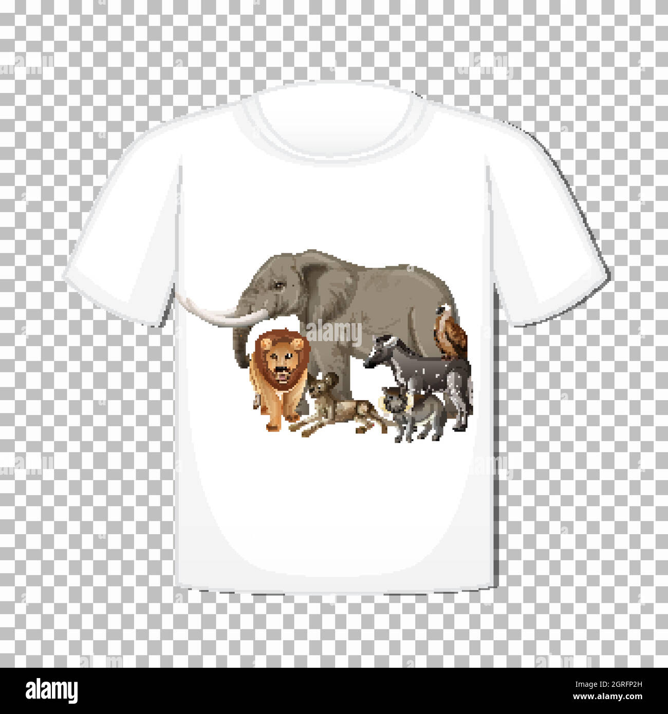Wild Animal Group Design auf T-Shirt isoliert auf transparentem Hintergrund Stock Vektor