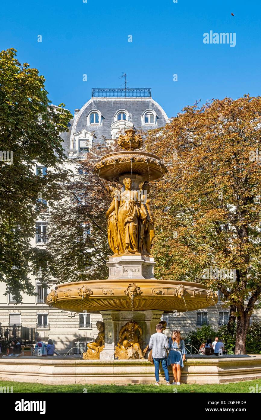 Frankreich, Paris, Louvois-Platz, Louvois-Brunnen Stockfoto