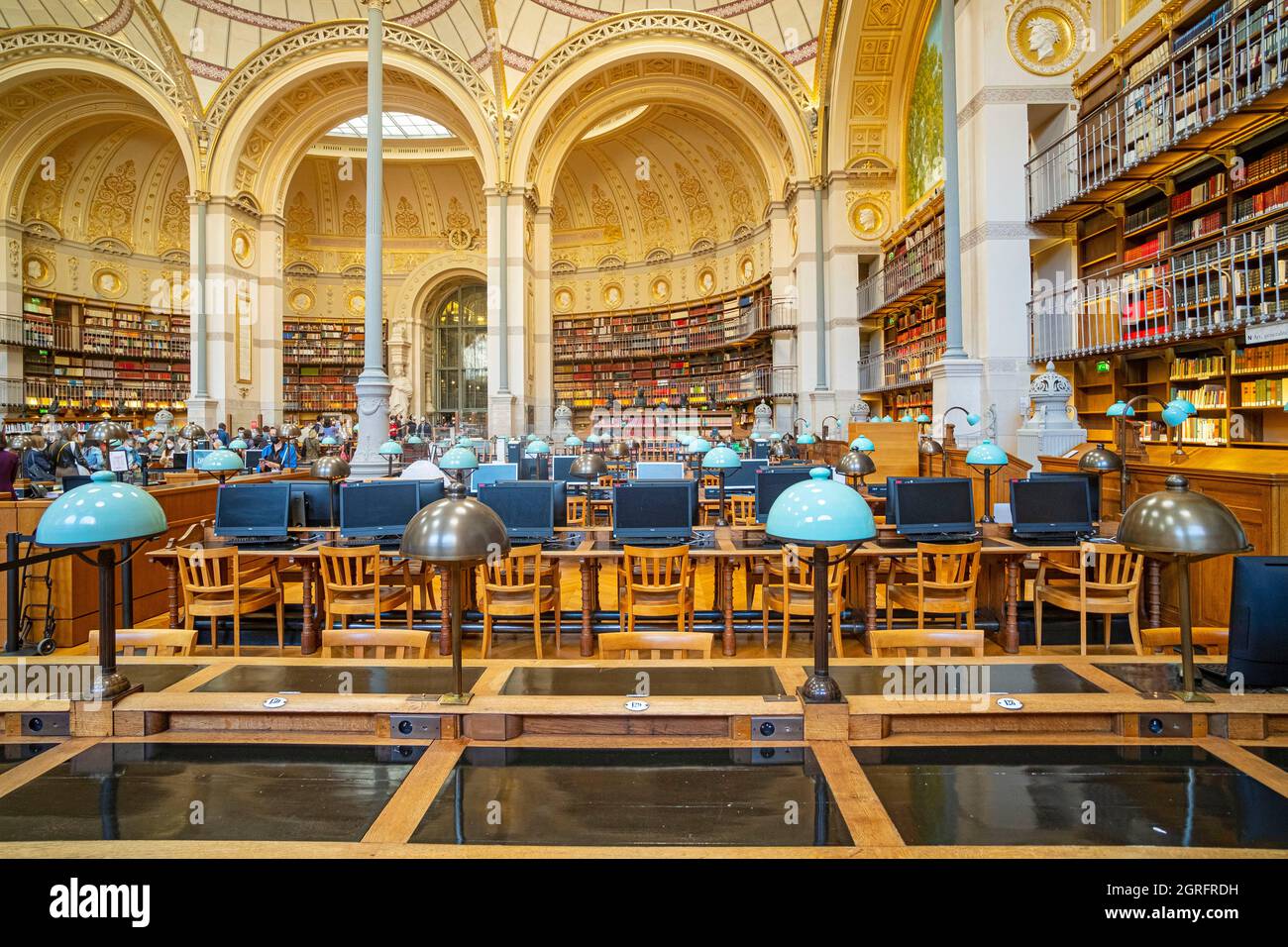 Frankreich, Paris, Nationales Institut für Kunstgeschichte (INHA), Richelieu-Bibliothek, Labrouste-Raum Stockfoto