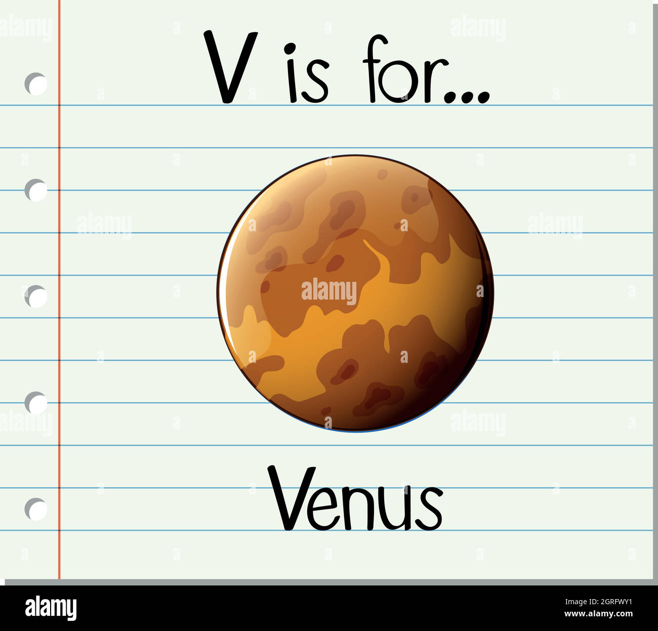 Flashcard Alphabet V ist für venus Stock Vektor