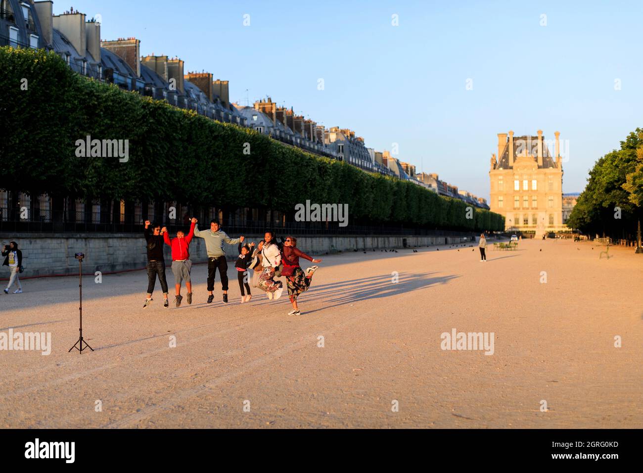 Frankreich, Paris, von der UNESCO zum Weltkulturerbe ernanntes Gebiet, Tuilerien-Garten, Sporttraining Stockfoto