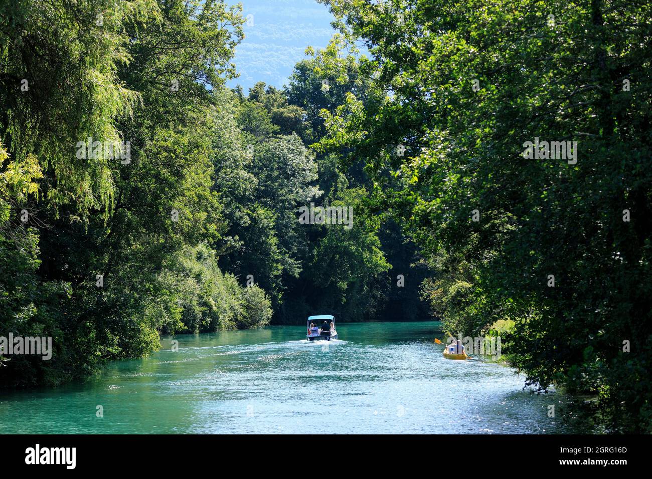 Frankreich, Savoie, zwischen Chanaz und Chindrieux, Saveres Kanal, Kajakfahren Stockfoto