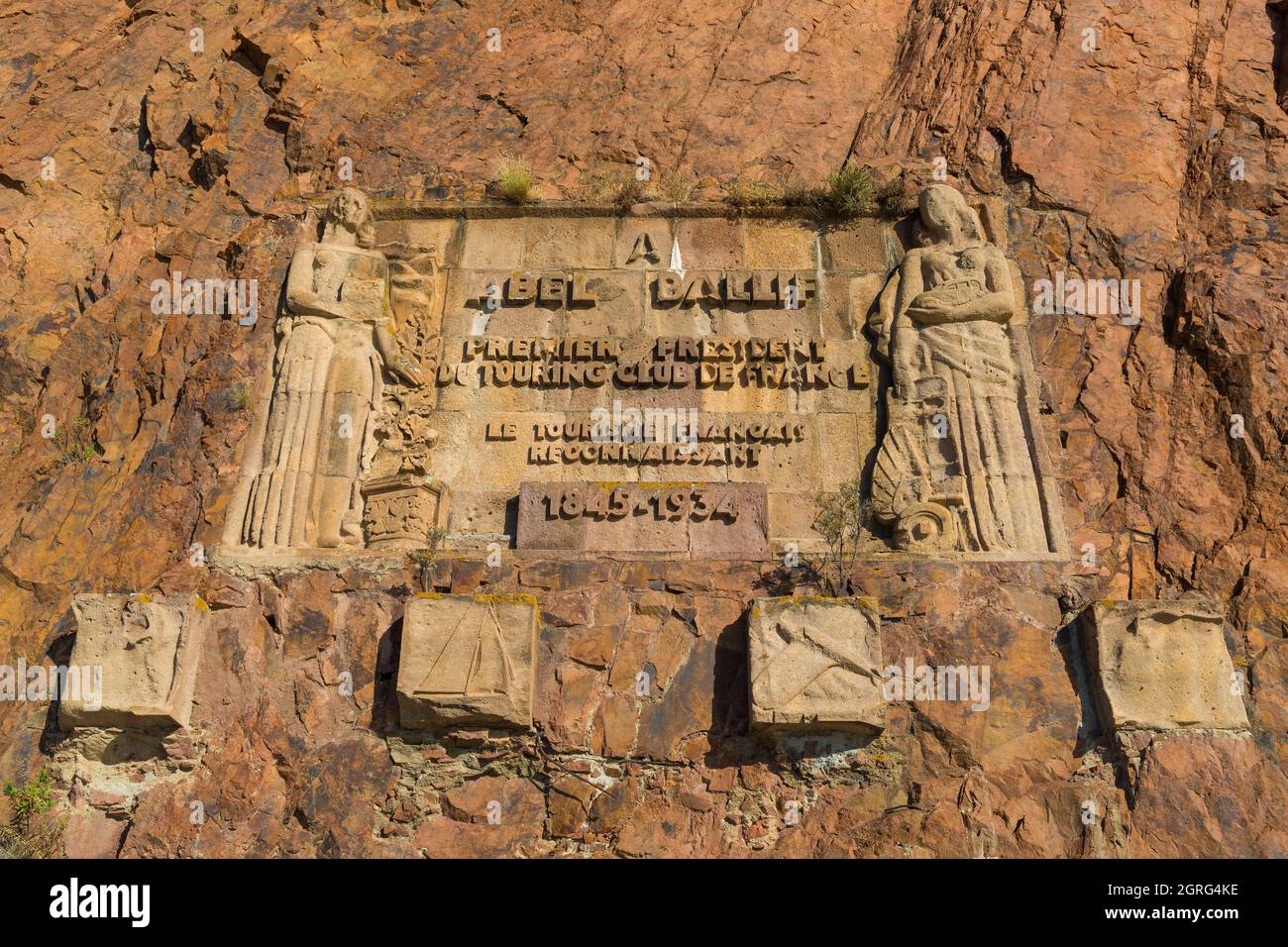 France, Var, Corniche de l'Esterel oder corniche d'Or, Saint Raphael, Le Trayas, Stele als Hommage an Abel Ballif Stockfoto