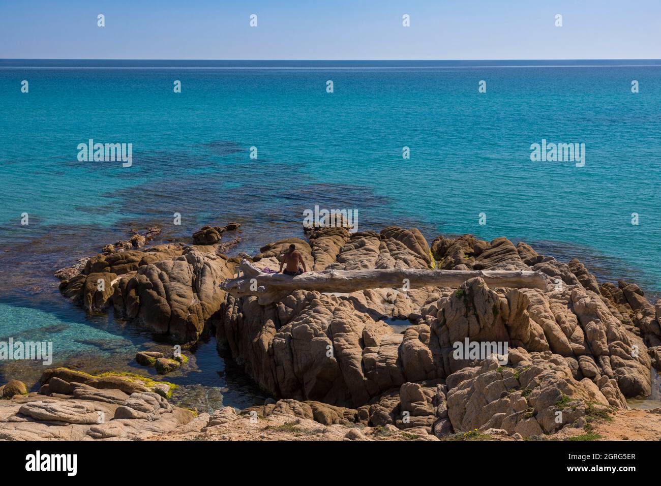 Frankreich, Var, Halbinsel Saint Tropez, Ramatuelle, Küste der Bucht von Bonporteau Stockfoto