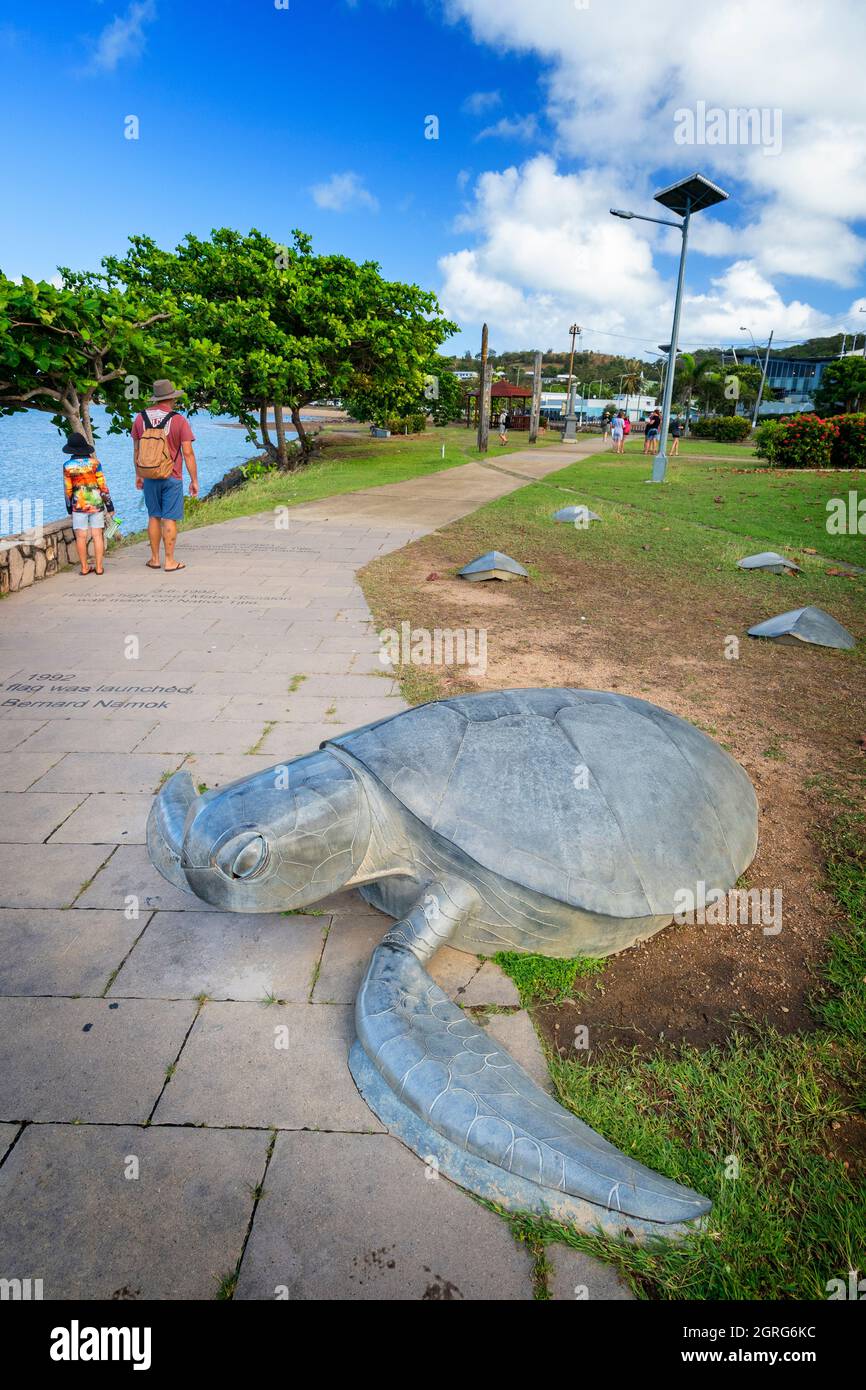 Schildkrötenskulptur am Vorland der Victoria Parade, Thursday Island, Torres Straits, Queensland Australien Stockfoto