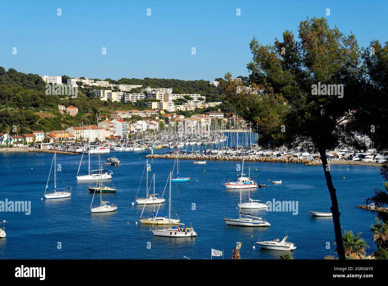 Frankreich, Var, Toulon Bay, Saint Mandrier sur Mer, der Hafen Stockfoto
