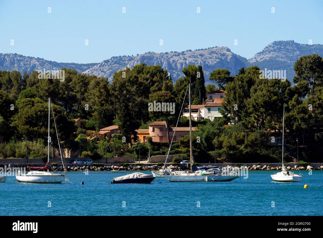 Frankreich, Var, Toulon Bay, die Halbinsel Saint Mandrier, La Seyne sur Mer Stockfoto