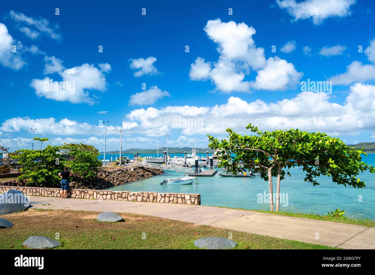 Blick auf die Promenade und den Hauptwharf von Thursday Island, Torres Straits, Far North Queensland, Australien Stockfoto