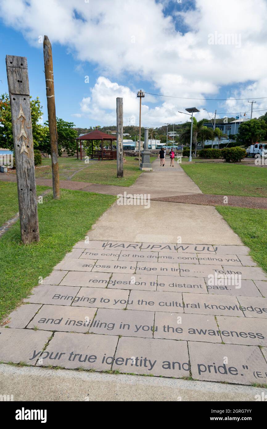 Öffentliche Kunst auf der Victoria Parade Promenade. Thursday Island, Torres Straits, Queensland Australien Stockfoto
