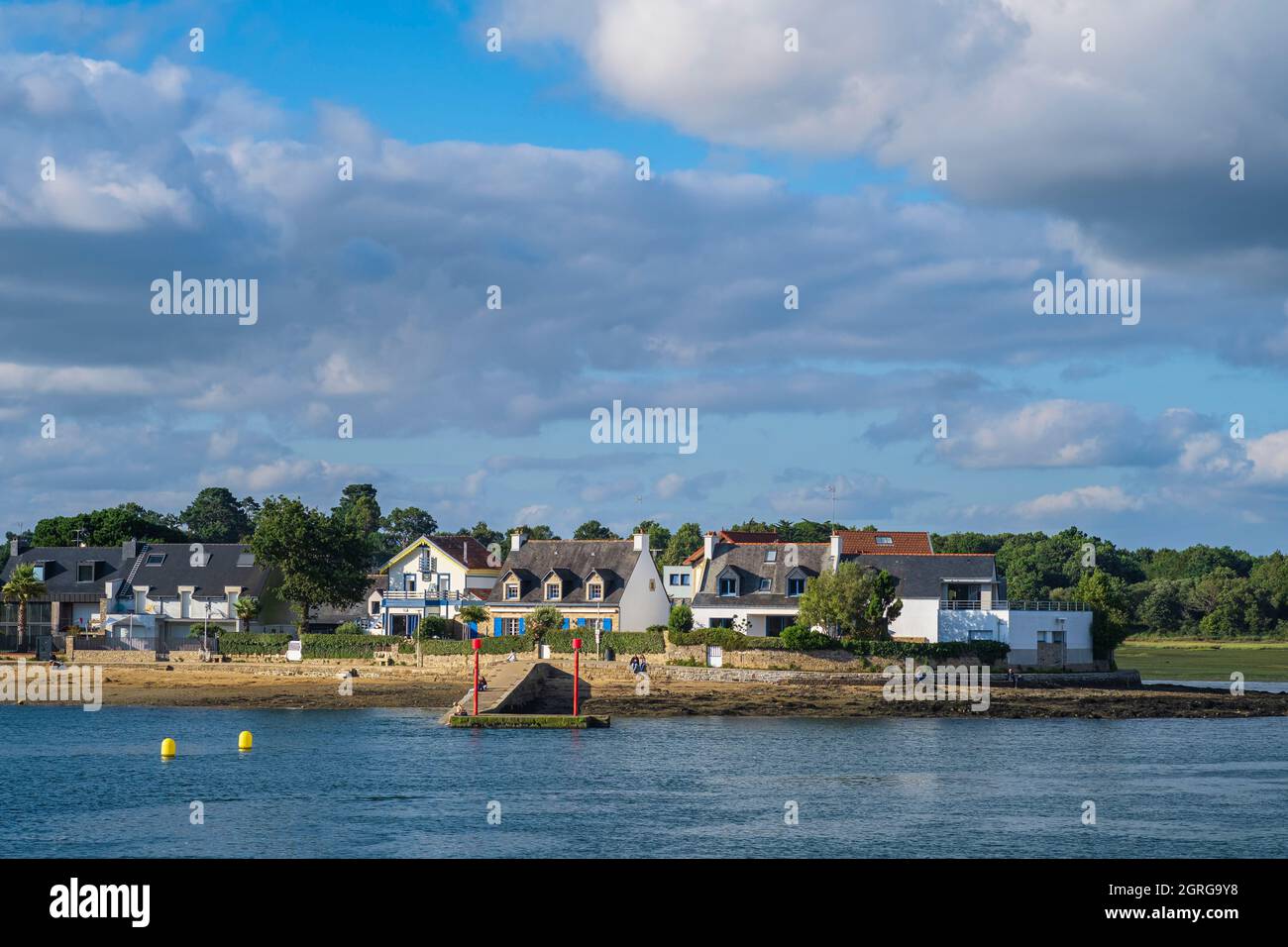 Frankreich, Morbihan, Golf von Morbihan, Séné, Halbinsel Conleau von der Halbinsel Langle aus gesehen Stockfoto