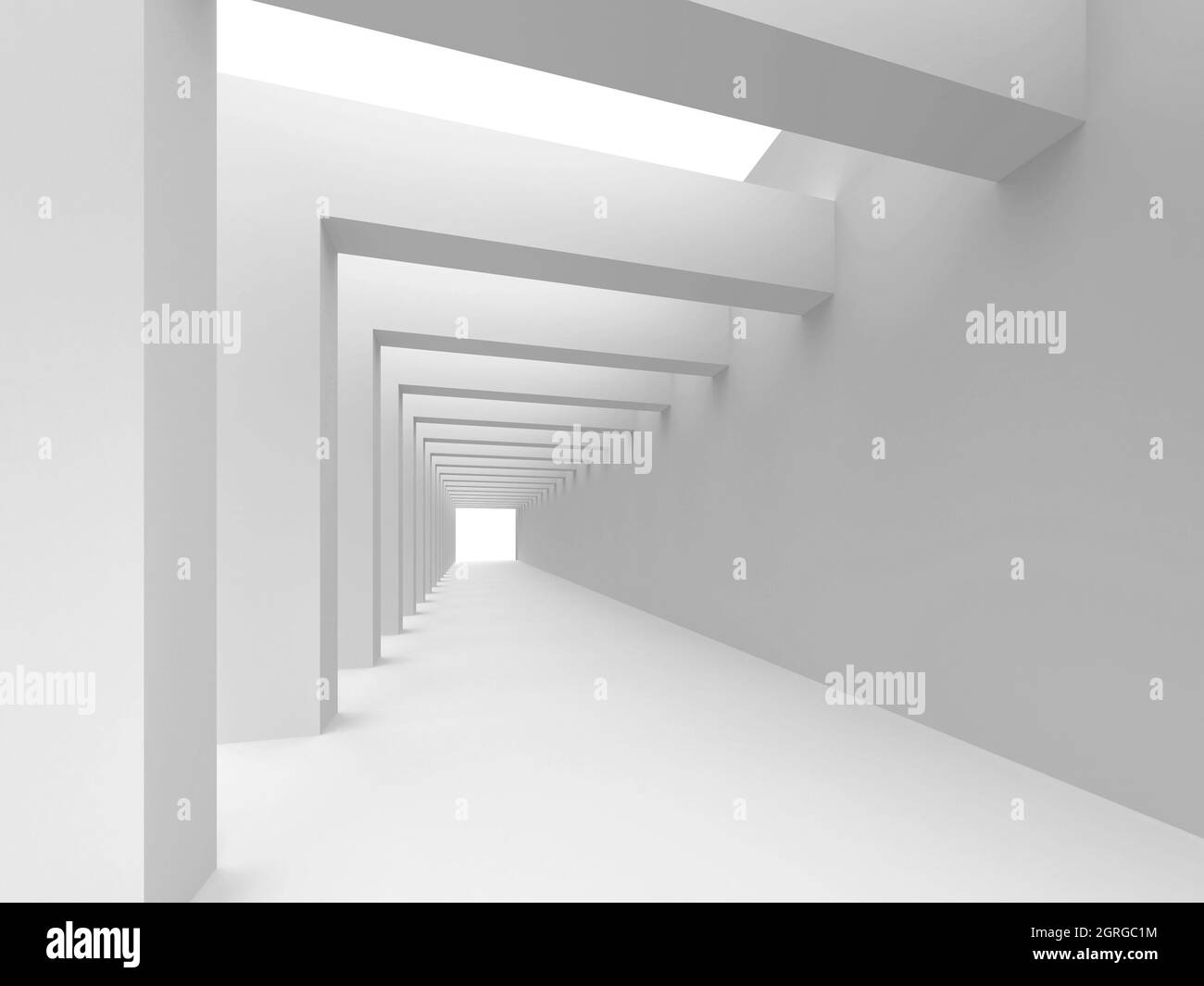 Abstrakte Architektur. Lange Galerie. 3d-gerenderter Hintergrund. Stockfoto