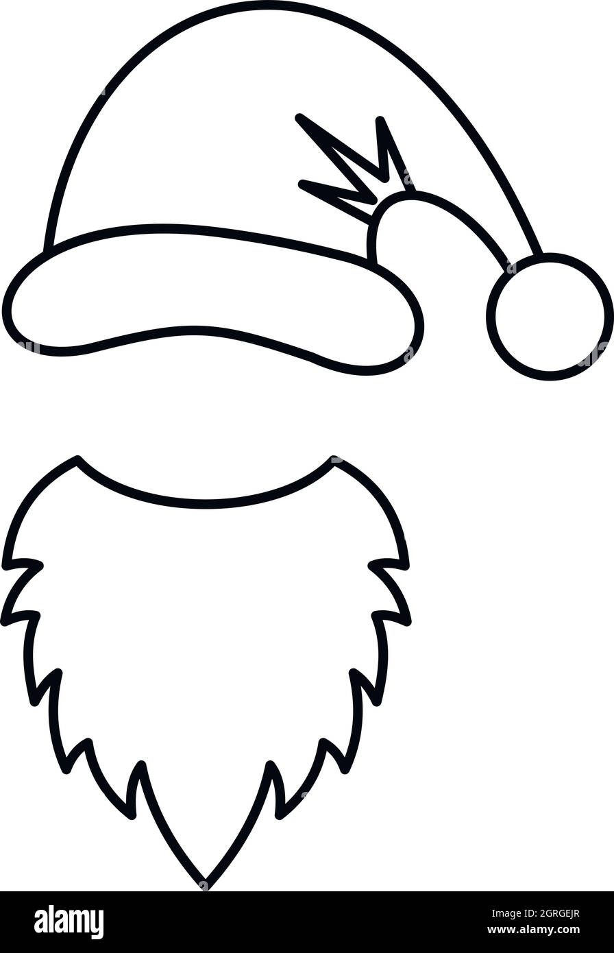 Hut und weißen Bart Weihnachten Santa Claus Icons Stock Vektor